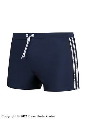 Badehose für Herren, Mikrofaser, Kordelzug, vertikale Streifen